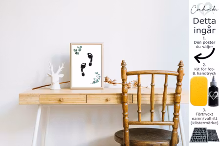 Fot- och handavtryckstavla för barn – Löv