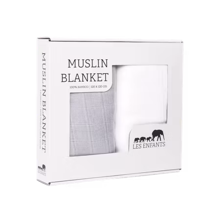 Muslin Blanket Grey / White