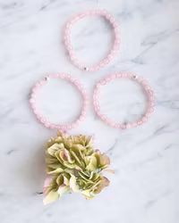 Armband i rosenkvarts & äkta silver