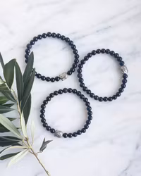 Armband, svart obsidian & lavasten,