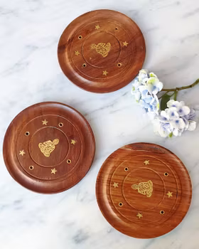 Rökelsehållare, rund platta med Buddha