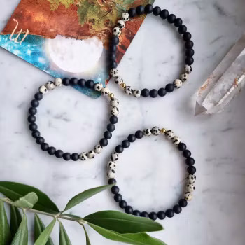 Armband dalmatinerjaspis & svart agat