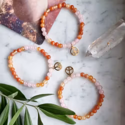 Armband, karneol & rosenkvarts ss22