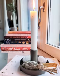 Ljusstake grå/grön 11cm