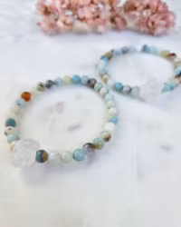 Armband, Amazonit & Bergkristall