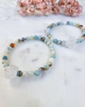 Armband, Amazonit & Bergkristall