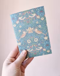 A6 liten skrivbok, grön/fåglar