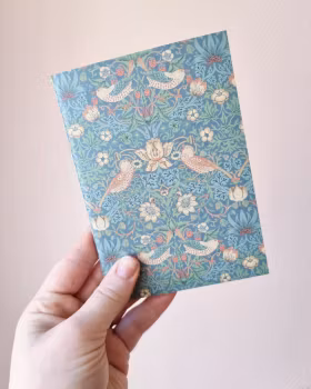 A6 liten skrivbok, grön/fåglar