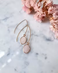 Örhänge, rosenkvarts facettslipad oval