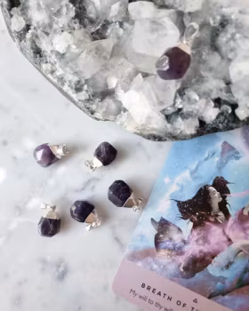 Ametist, silverpläterad berlock