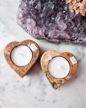 Ljuslykta marmor, hjärta (brun/orange/bränd)