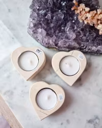 Ljuslykta marmor, hjärta (vit/creme)