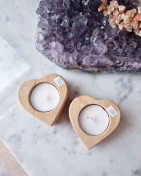 Ljuslykta marmor, hjärta (varm/creme mörkare)