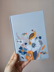 Anteckningsbok, A5 blå/grå med fågel