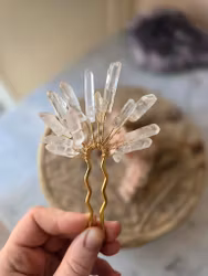 Hårsmycke, bergkristall råa spetsar