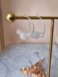 Örhängen, rosenkvarts x 3 & äkta silver