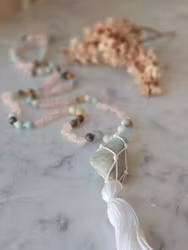 Meditationsmala Amazonit & Rosenkvarts