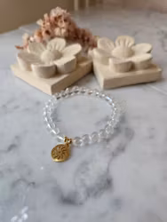 Armband, bergskristall & sol rostfritt ståk