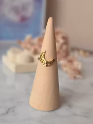 Ring med måne, guldpläterat 304 rostfritt stål