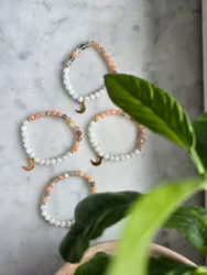 Armband facetterad persikomånsten & regnbågsmånsten 6mm