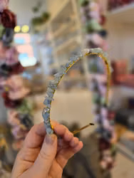 Diadem med kristallchips | akvamarin [guld]