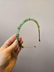 Diadem med kristallchips | grön aventurin [guld]