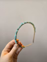 Diadem med kristallchips | Amazonit [guld]