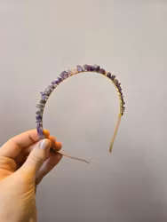 Diadem med kristallchips | Ametist [guld]