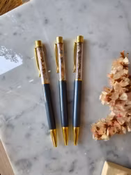 Bläckpenna, månsten (svart/peach) [grafitgrå/guld]