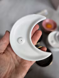 Rökelsehållare vit måne