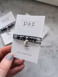 Wish bracelet | snöflingeobsidian & måne | mörkgrå