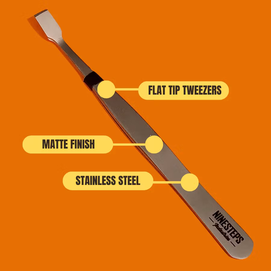 NINESTEPS XL Flat Tip Stainless Steel Tweezer