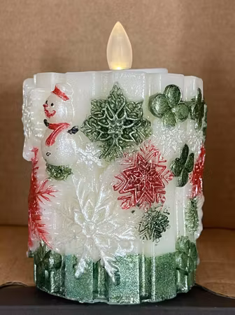 Stearinlys Snømann/Snøkorn