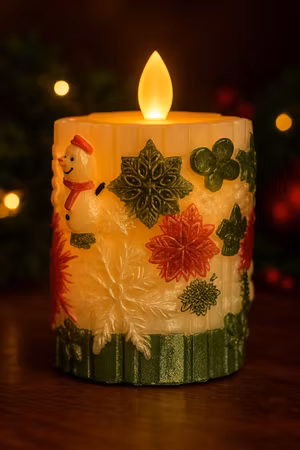 Stearinlys Snømann/Snøkorn