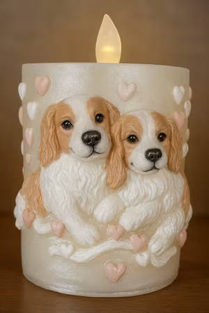 Stearinlys M/Hunde Motiv