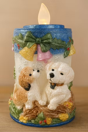 Stearinlys Hund og Jule motiv