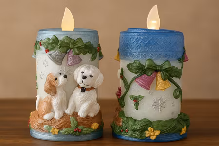 Stearinlys Hund og Jule motiv