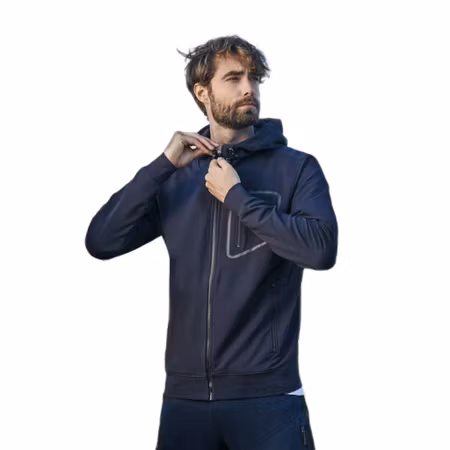 Collegejacka i stretchig bomullsblandning med huva | South West