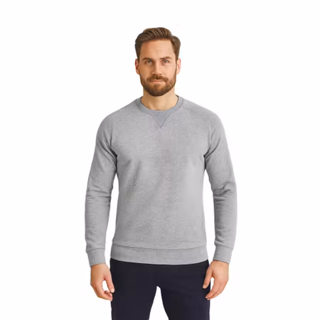 Sweatshirt i French Terry med rund hals och ribbade detaljer | Texstar