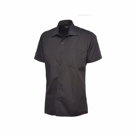 Poplinskjorta med kort ärm i polyester & bomull för herr | Uneek