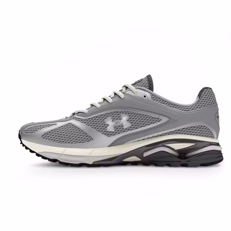 Grå löparsko i mesh och läder med HOVR-dämpning för herr | Under Armour