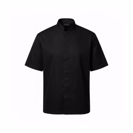 Modern svart kockrock med kort ärm i twill för herr | Magnum