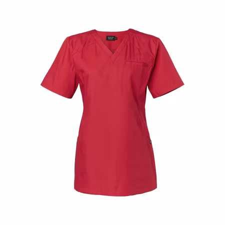 Mörkröd damblus med V-ringning och feminin passform - Amie | South West