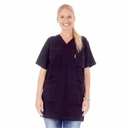 Svart lång tunika i 100% krinklad bomull | TK Design