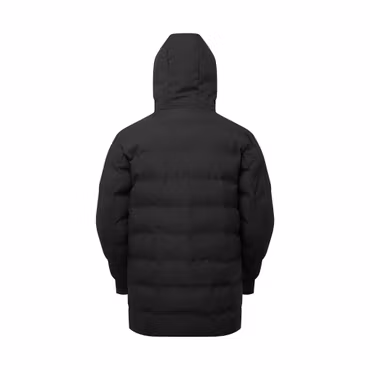 Lång vadderad jacka i återvunnen polyester med huva för unisex | 2786