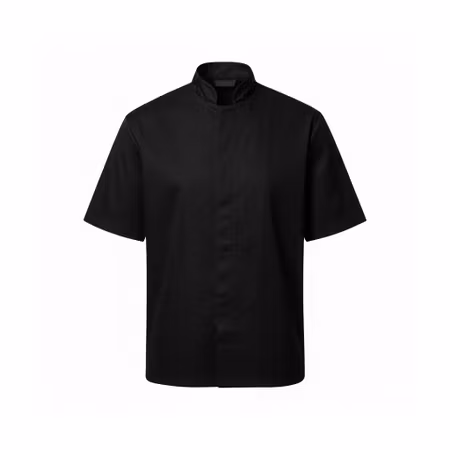 Modern svart kockrock med kort ärm i twill för herr | Magnum