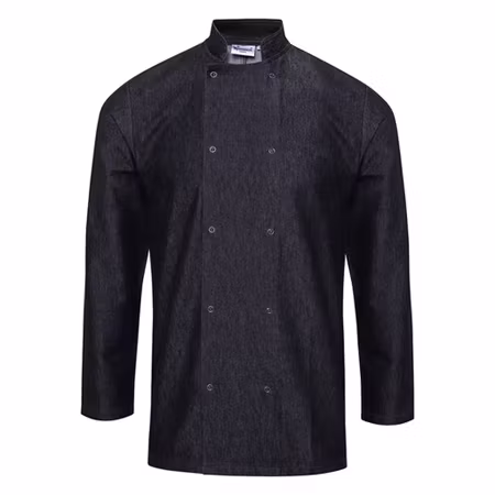 Kockrock med mandarinkrage i andningsbart denim | Premier