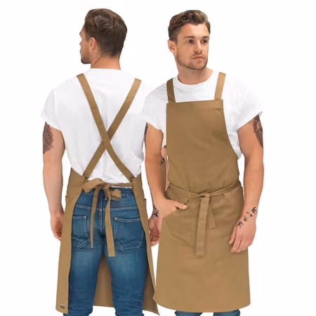 Förkläde med crossback i svart och khaki | LeChef