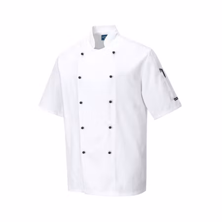 Klassisk kockrock Kent med hög krage och kort ärm | Portwest