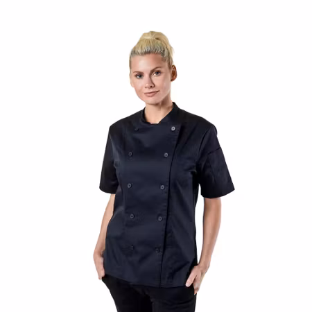 Avery damkockrock i fin twill med kort ärm och ventilationshål | BlueCut